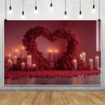 Valentine's Day Photography Backdrop February14th Romantic Red Rose Love Heart Arch Wall Bridal Shower Wedding Party Background - Imagine 3