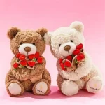 Kawaii Teddy Bear with Roses Plush Toy Soft Bear Stuffed Doll Romantic Gift for Lover Home Decor Valentine's Day Gifts for Girls - Imagine 2