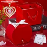 Exquisite Pink Heart Necklace withRed Rose Gift Box for Wife,Mother's Day Present,Valentine's Date Souvenir,Anniversary Keepsake - Imagine 6
