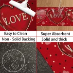 VIKAMA 2PCS Valentines Day Kitchen Mats for Floor Red Love Heart Non-Slip Washable Rugs Set for Holiday Home Decor Door Mat - Imagine 6