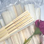 30/80 Pcs Personalized Wedding Handmade Silk Fan Wedding and Party Gift Custom Gifts With organza bag mariage abanicos para boda - Imagine 3