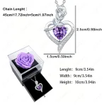 Purple Zircon Heart Pendant Necklace With Rose Box 2025 New Jewelry Set For Mother Christmas Valentine Day Wife Birthday Gift - Imagine 4