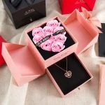 Zircon Heart Necklace Pendant With Rose Bow Box 2025 New Jewelry Set For Girlfriend Christmas Valentine Day Anniversary Gift - Imagine 3