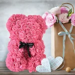 25cm Artificial Teddy Rose Flower Bear with Box Romantic Valentines Day Gift Girlfriend Women Anniversary Wedding Party Supplies - Imagine 5