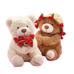 Kawaii Teddy Bear with Roses Plush Toy Soft Bear Stuffed Doll Romantic Gift for Lover Home Decor Valentine's Day Gifts for Girls - Imagine 6