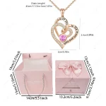Heart Zircon Pendant Necklace With Pink Rose Bow Gift Box 2025 New Set For Girlfriend Wife Christmas Valentine Day Birthday Gift - Imagine 4