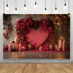 Valentine's Day Photography Backdrop February14th Romantic Red Rose Love Heart Arch Wall Bridal Shower Wedding Party Background - Imagine 2