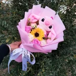 Hot Lilo Stitch Plush Doll Toys With Sunflower Rose Flower Bouquet Anime Stuffed Animals Home Decoration Valentine Christmas Gif - Imagine 2