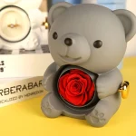 Eternal Rose Bear Gifts Box with Necklace Rotate Rose Jewelry Box Valentine Wedding Storage Christmas Gift for Women Girlfriend - Imagine 3