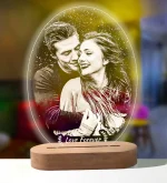 Personalized Gift 3D Lamp Custom Photo Night Light Carved Wood Base Text For Wedding Birthday Anniversary Valentines day Gift - Imagine 4