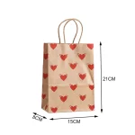 5-50pcs Valentine Kraft Paper Gift Bags Red Heart Candy Goodie Favor Paper Bags with Handles for Valentines Day Wedding Decor ﻿ - Imagine 5