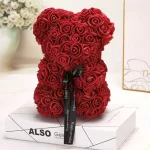 25cm Artificial Teddy Rose Flower Bear with Box Romantic Valentines Day Gift Girlfriend Women Anniversary Wedding Party Supplies - Imagine 6