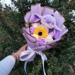 Hot Lilo Stitch Plush Doll Toys With Sunflower Rose Flower Bouquet Anime Stuffed Animals Home Decoration Valentine Christmas Gif - Imagine 6