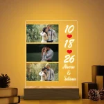 1PC Customized Photo and Text Wooden Base Acrylic Night Light,LED Warm Light Night Light, Valentine/Wedding/Birthday Gift - Imagine 2