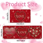 VIKAMA 2PCS Valentines Day Kitchen Mats for Floor Red Love Heart Non-Slip Washable Rugs Set for Holiday Home Decor Door Mat - Imagine 5