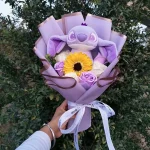 Hot Lilo Stitch Plush Doll Toys With Sunflower Rose Flower Bouquet Anime Stuffed Animals Home Decoration Valentine Christmas Gif - Imagine 5
