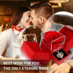 Exquisite Pink Heart Necklace withRed Rose Gift Box for Wife,Mother's Day Present,Valentine's Date Souvenir,Anniversary Keepsake - Imagine 4