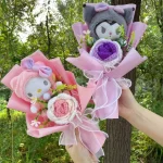 Cartoon My Melody Kuromi Cinnamoroll Kt Cat Plush Doll Creative Flower Bouquet Valentine Christmas Graduation Birthday Gift - Imagine 2