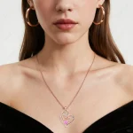 Heart Zircon Pendant Necklace With Pink Rose Bow Gift Box 2025 New Set For Girlfriend Wife Christmas Valentine Day Birthday Gift - Imagine 5