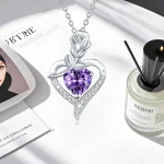 Purple Zircon Heart Pendant Necklace With Rose Box 2025 New Jewelry Set For Mother Christmas Valentine Day Wife Birthday Gift - Imagine 2