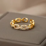 Classic Zircon Twist Chain Rings For Women Stainless Steel Elegant Couple Ring Wedding Jewelry Gift Bijoux Femme Free Shipping - Imagine 2