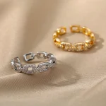 Classic Zircon Twist Chain Rings For Women Stainless Steel Elegant Couple Ring Wedding Jewelry Gift Bijoux Femme Free Shipping - Imagine 4