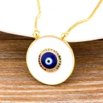 Nidin New Fashion Copper CZ Necklace 4 Colors Classic Round Shape Eye Pendent Jewelry for Women Long Snake Chain Fine Gift - Imagine 4