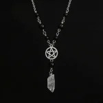 Gothic Pentagram Necklace - Crystal Beaded Wiccan Pendant, Unisex Witchy Punk Statement Jewelry & Mystic Gift - Imagine 5