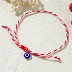 Go2boho 2024 New Colorful Flat Evil Eyes Tradition Red White Twist Chain Greek March Bracelets Martis Jewelry for Women - Imagine 4