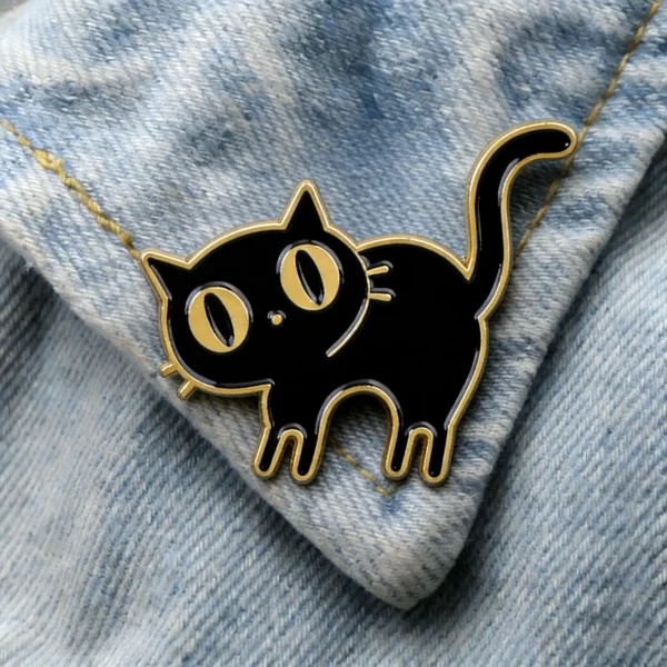 Cute Black Cat Enamel Pin Cartoon Animal Brooch For Coat Women's Brooches Funny Lapel Badges Jewelry Gift for Friends