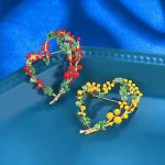 Beautiful 2-color Fruits Heart Brooches Enamel French Style Love Party Plant Brooch Gifts Retro Mimosa Brooch Unisex - Imagine 4