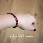 Black Tourmaline Bracelet, Empath Protection Bracelet for Women, Dainty Black Tourmaline Jewelry, Black Tourmaline Crystal - Imagine 2