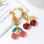 Trendy Red Cherry Pendant Keychain for Women Cute Bag Decorations Multifunctional Jewelry Car Key Accessories Charm Keyring Gift - Imagine 4