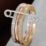 A Three-Ring Stacked Paper Clip Ring, Copper Imitation Faded, Fashionable And Simple For Women To Wear - Imagine 6