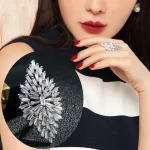 Huitan Sparkling Marquise Shaped Women Rings Full Pave Crystal Cubic Zirconia Gorgeous Lady Wedding Party Rings Fashion Jewelry - Imagine 5
