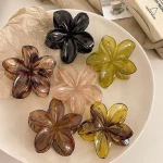 Korean Hawaiian Gradient Flower Hair Claw Clip For Women Girl Fashion Plastic Non Slip Hold Hairpin Barrette Hair Accessories - Imagine 4
