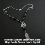 Gothic Pentagram Necklace - Crystal Beaded Wiccan Pendant, Unisex Witchy Punk Statement Jewelry & Mystic Gift