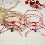 Go2boho 2024 New Colorful Flat Evil Eyes Tradition Red White Twist Chain Greek March Bracelets Martis Jewelry for Women - Imagine 3