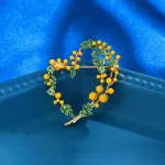 Beautiful 2-color Fruits Heart Brooches Enamel French Style Love Party Plant Brooch Gifts Retro Mimosa Brooch Unisex - Imagine 5