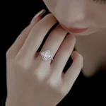 YILUOCD Shiny 5A Cubic Zirconia Four Clover Rings for Women CZ Lucky Ring Daily Classic Jewelry Lady Party Banquet Gifts - Imagine 2